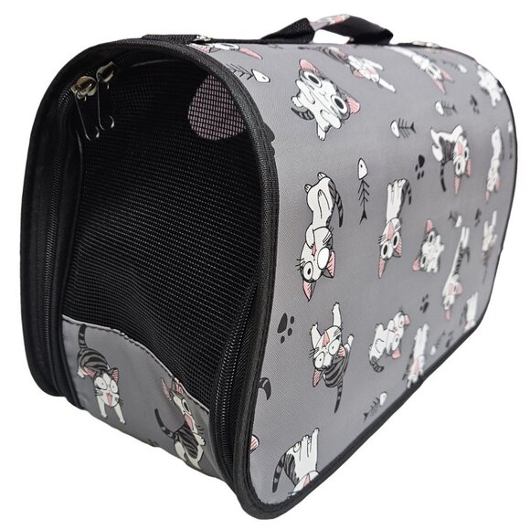 Pet Carrier for Cat, Dog or Other Pets, Grey Cats Print - Picture 2 of 8